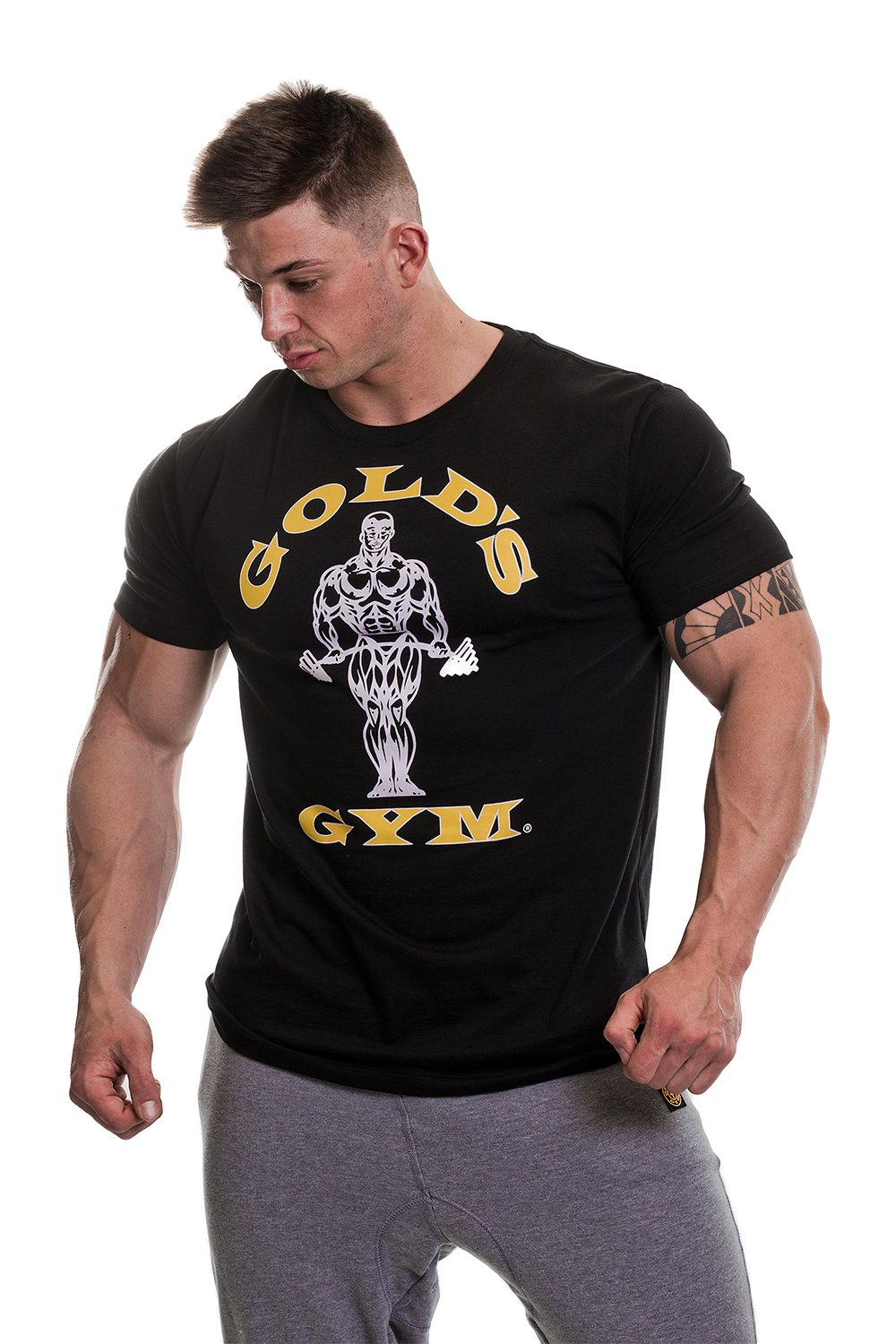 GOLDS GYM MUSCLE JOE T-SHIRT BLACK - BodyBeautifulApparel.com