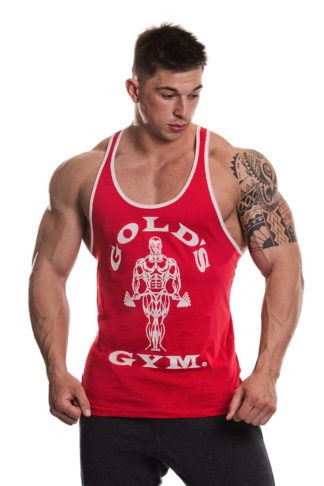 Golds Gym UK Mens Muscle Joe Contrast Stringer Vest XL Army Marl/Cream