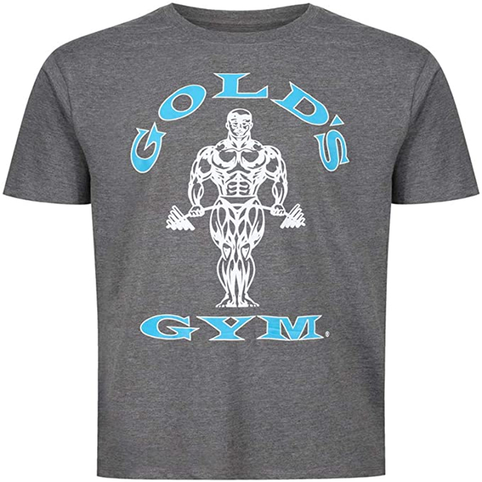 Golds Gym Muscle Joe T-Shirt Grey marl/Turquoise - BodyBeautifulApparel.com